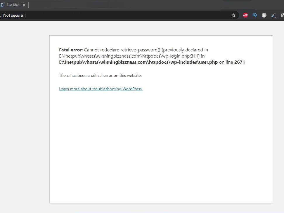 Fatal error call to undefined function